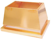 Gold custom chimney shroud with metal grading on top