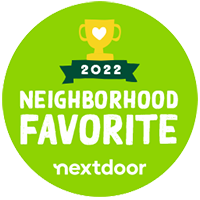 green circle with a trophy graphic and the words "2022 Next door Favorite"