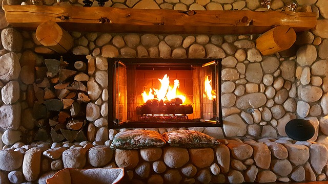Fireplace with Stone Background