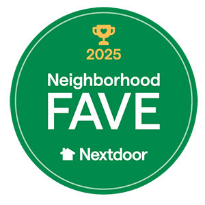 green circle with a trophy graphic and the words "2025 Neighborhood Favorite"